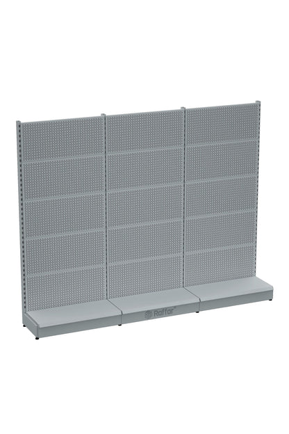Bazalı Delikli Hırdavat Rafı – Beyaz, 3 Ünite – W270 × H220 × D30/40 cm