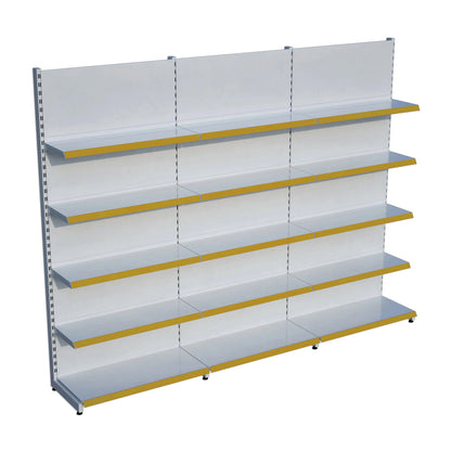 Beyaz Metal 5 Katlı 3'lü Birleşik Katlı Market Raf Sistemi | Market Rafı | G270CM Yükseklik H220 CM| Raffar