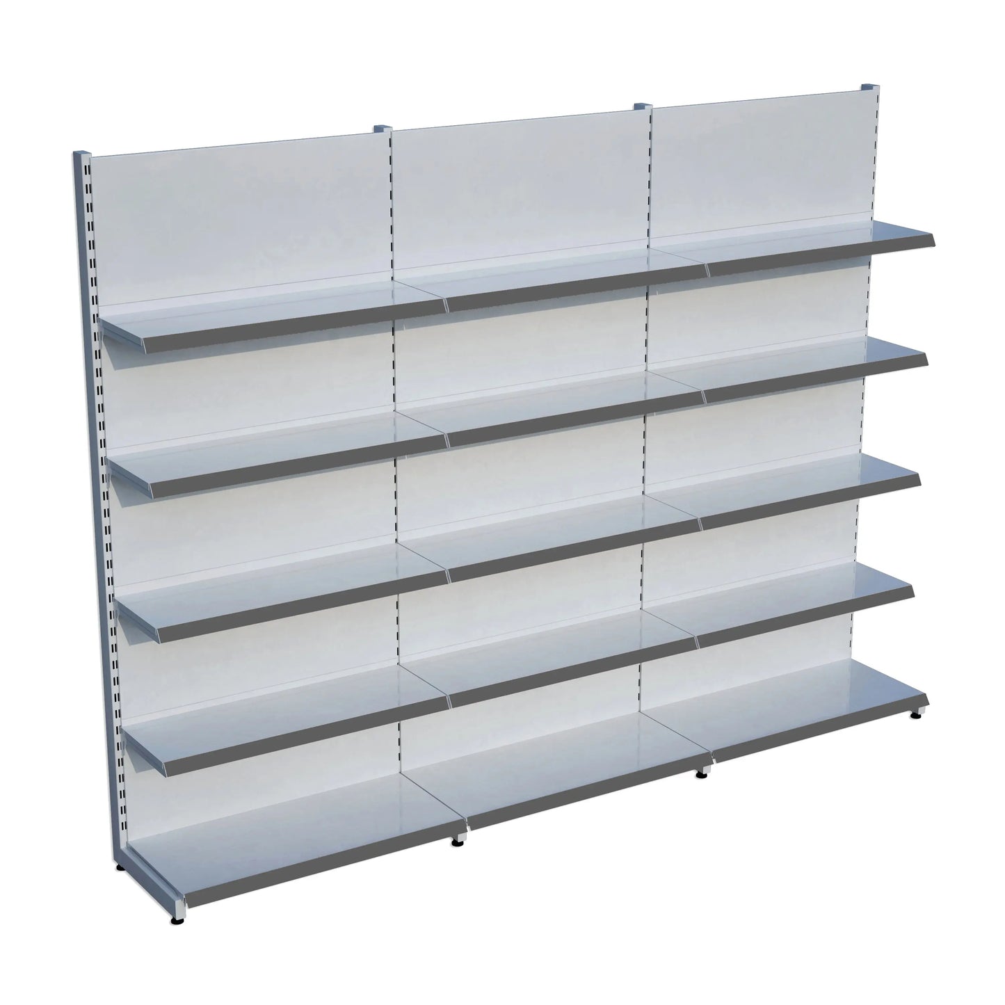 Beyaz Metal 5 Katlı 3'lü Birleşik Katlı Market Raf Sistemi | Market Rafı | G270CM Yükseklik H220 CM| Raffar