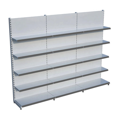 Beyaz Metal 5 Katlı 3'lü Birleşik Katlı Market Raf Sistemi | Market Rafı | G270CM Yükseklik H220 CM| Raffar