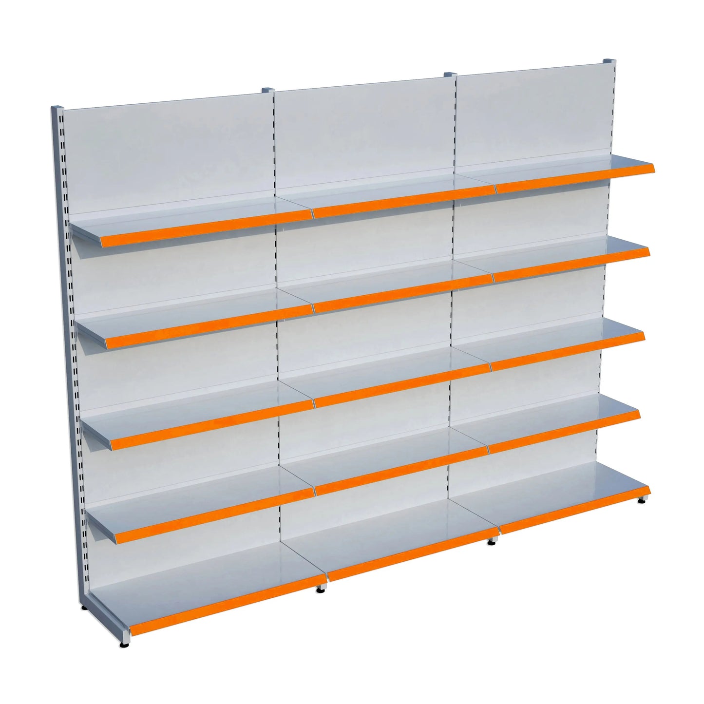 Beyaz Metal 5 Katlı 3'lü Birleşik Katlı Market Raf Sistemi | Market Rafı | G270CM Yükseklik H220 CM| Raffar