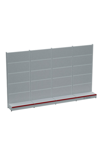 Bazalı Delikli Hırdavat Rafı – Beyaz, 4 Ünite – W360 × H220 × D30/40 cm