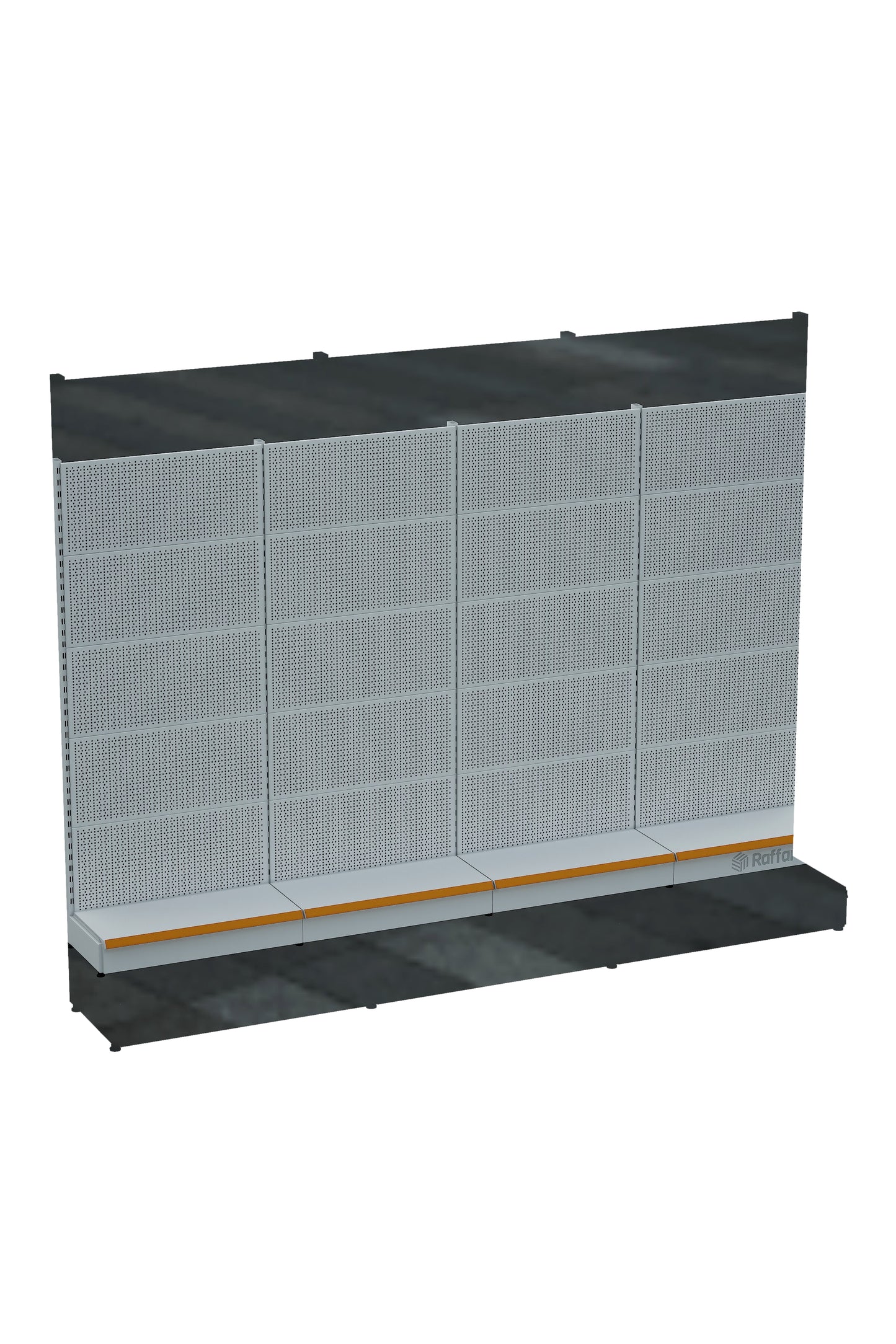Bazalı Delikli Hırdavat Rafı – Beyaz, 4 Ünite – W360 × H220 × D30/40 cm