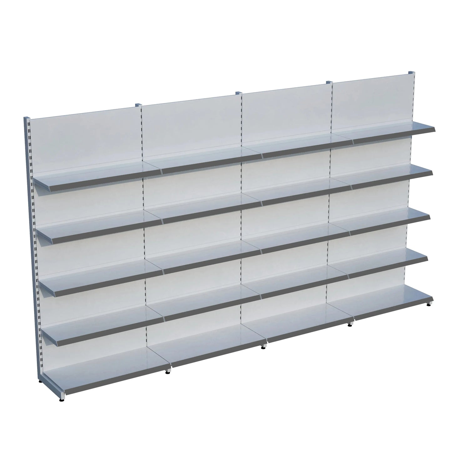 Beyaz Metal 5 Katlı 4'lü Birleşik Katlı Market Raf Sistemi | Market Rafı | G360CM Yükseklik H220 CM| Raffar