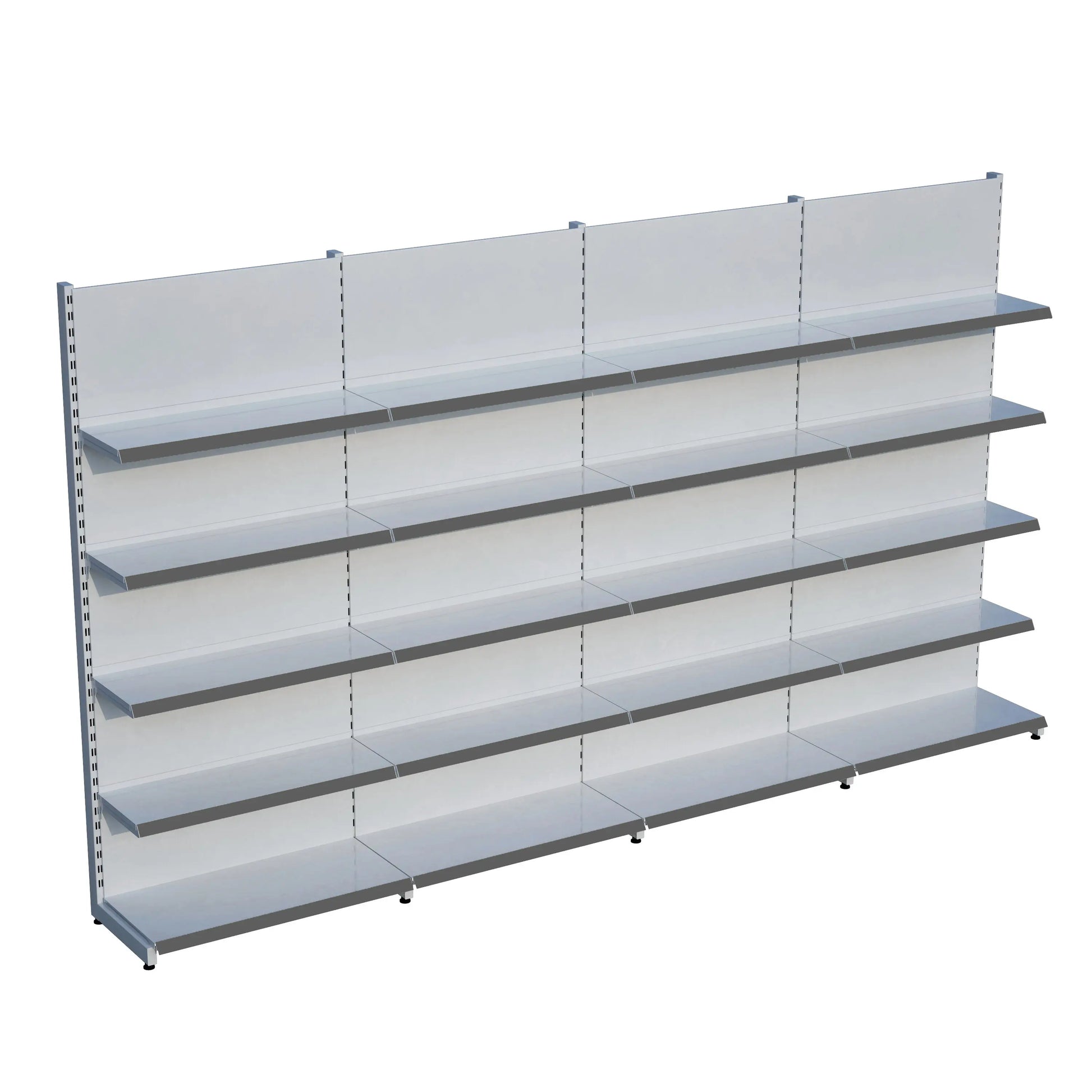 Beyaz Metal 5 Katlı 4'lü Birleşik Katlı Market Raf Sistemi | Market Rafı | G360CM Yükseklik H220 CM| Raffar