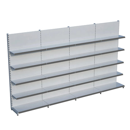 Beyaz Metal 5 Katlı 4'lü Birleşik Katlı Market Raf Sistemi | Market Rafı | G360CM Yükseklik H220 CM| Raffar