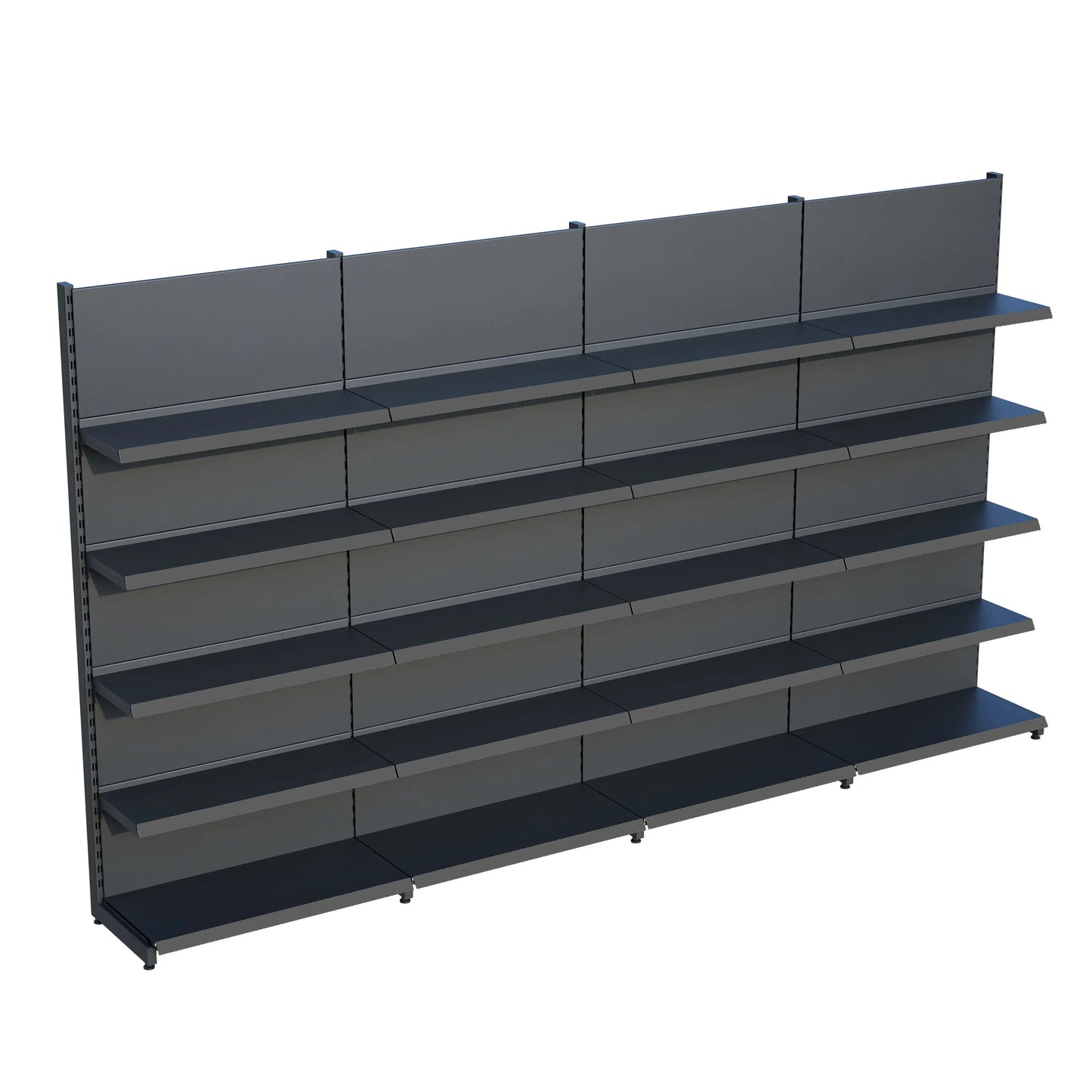 Antrasit Siyah Metal 5 Katlı 4'lü Birleşik Katlı Market Raf Sistemi | Market Rafı | G360 CMYükseklik H220 CM| Raffar