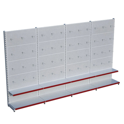 Beyaz Renk Metal 4'lü Birleşik 2 Katlı Market Raf Sistemi | Market Rafı | G360CM Yükseklik H220 CM| Raffar