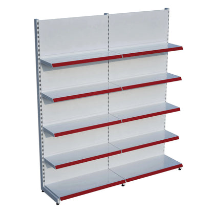 Beyaz Metal 5 Katlı 2'li Birleşik Katlı Market Raf Sistemi | Market Rafı | G180CM Yükseklik H220 CM| Raffar