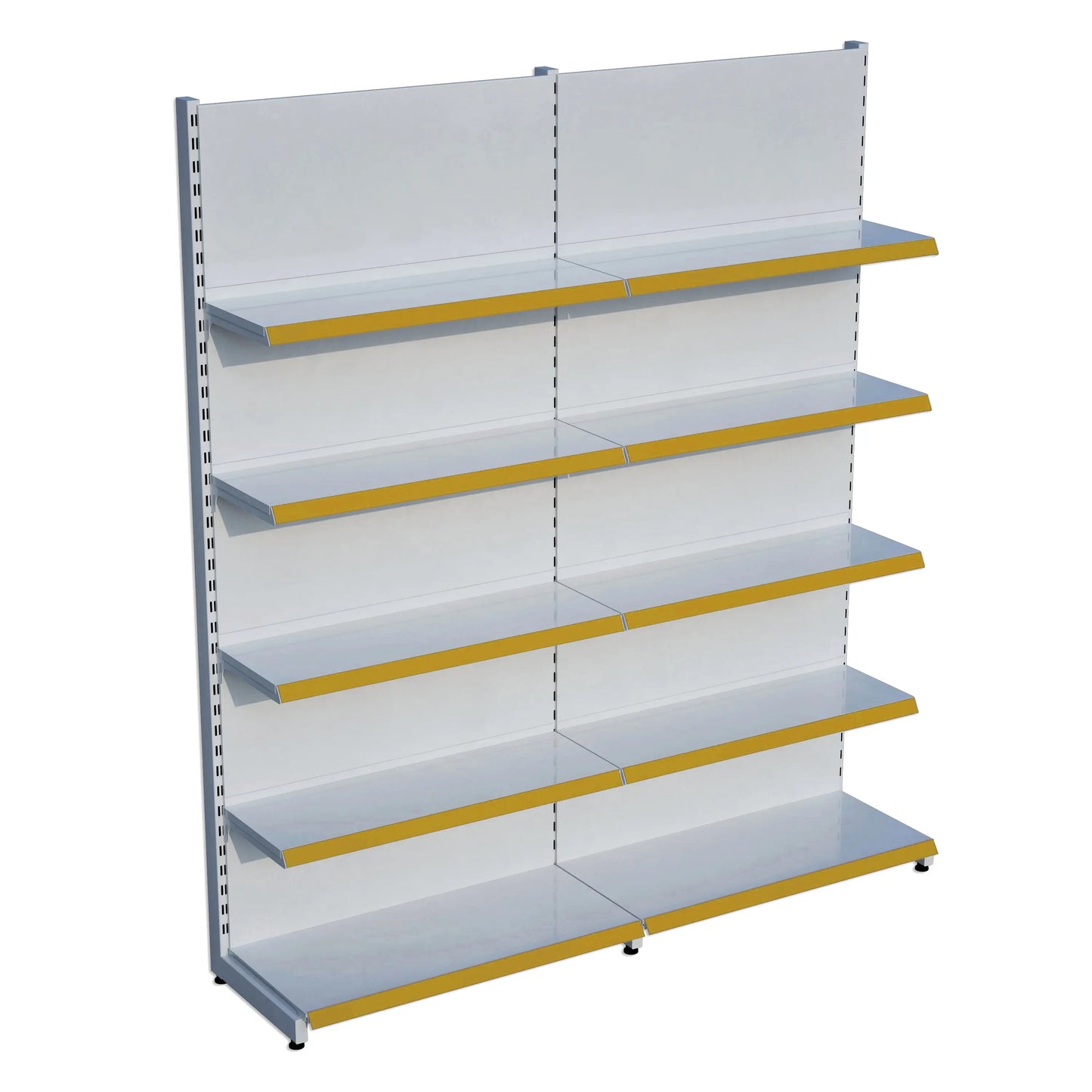 Beyaz Metal 5 Katlı 2'li Birleşik Katlı Market Raf Sistemi | Market Rafı | G180CM Yükseklik H220 CM| Raffar