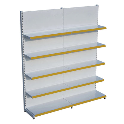 Beyaz Metal 5 Katlı 2'li Birleşik Katlı Market Raf Sistemi | Market Rafı | G180CM Yükseklik H220 CM| Raffar