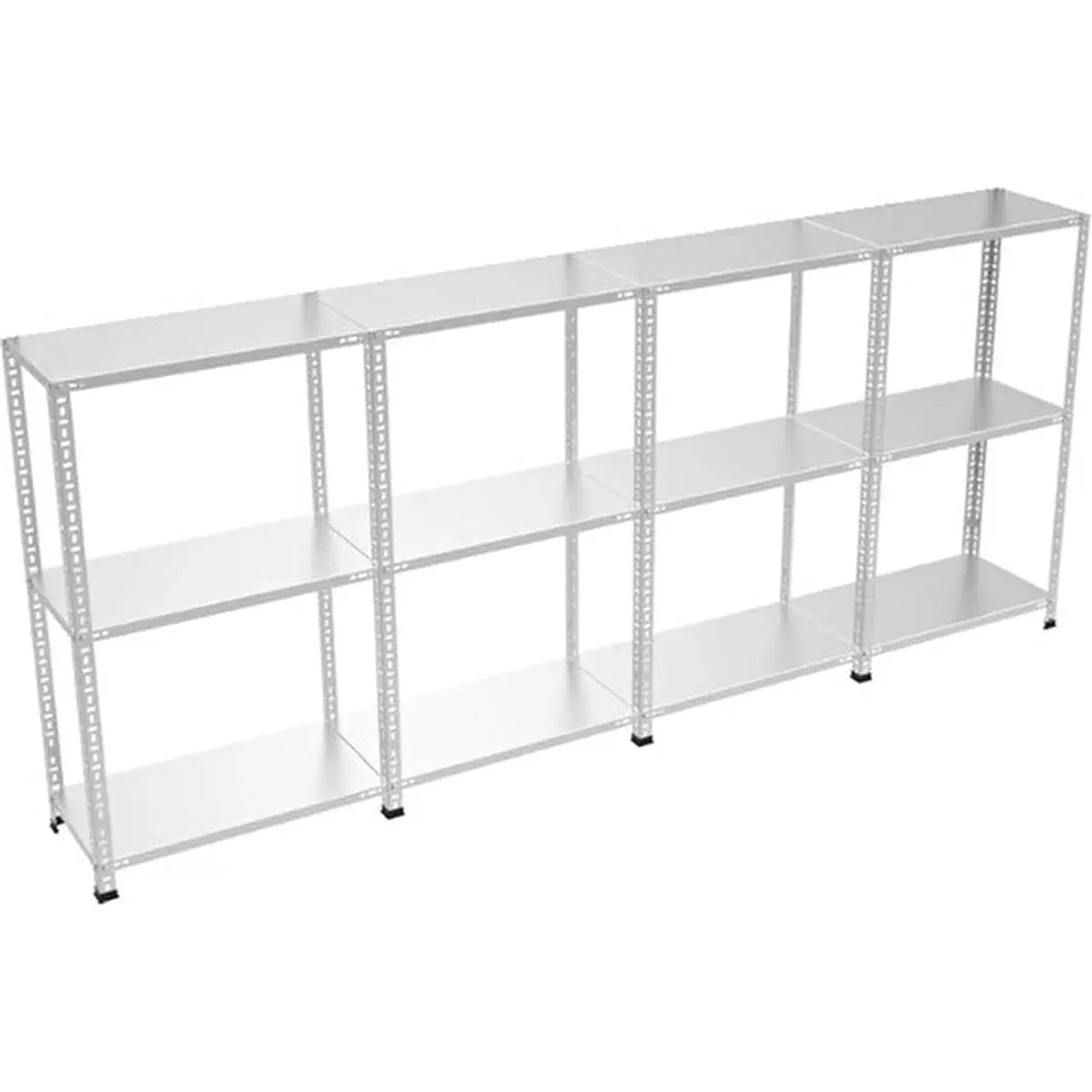 Galvaniz 3 Katlı 4Lü Birleşik Arşiv Raf Sistemi - Çelik Raf - Metal Raf Raffar