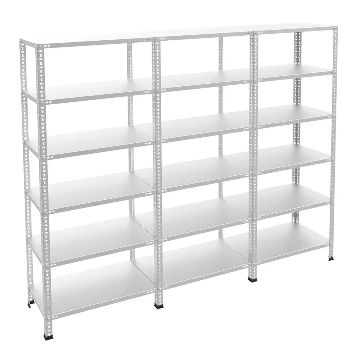 Galvaniz 6 Katlı 3Lü Birleşik Arşiv Raf Sistemi - Çelik Raf - Metal Raf Raffar