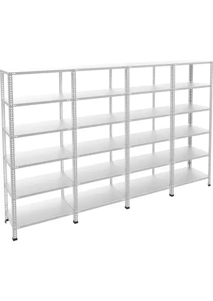 Galvaniz 6 Katlı 4Lü Birleşik Arşiv Raf Sistemi - Çelik Raf - Metal Raf Raffar