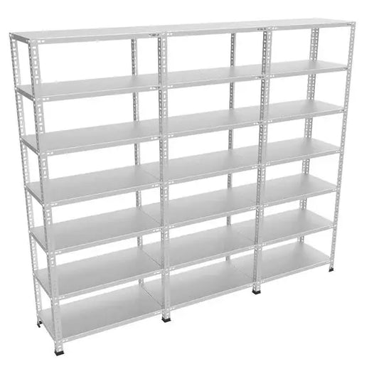 Galvaniz 7 Katlı 3Lü Birleşik Arşiv Raf Sistemi - Çelik Raf - Metal Raf Raffar