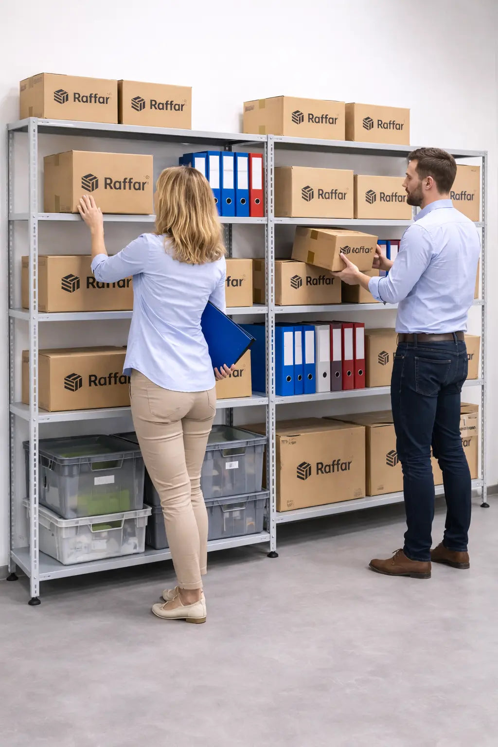 Galvaniz 7 Katlı 4Lü Birleşik Arşiv Raf Sistemi - Çelik Raf - Metal Raf Raffar