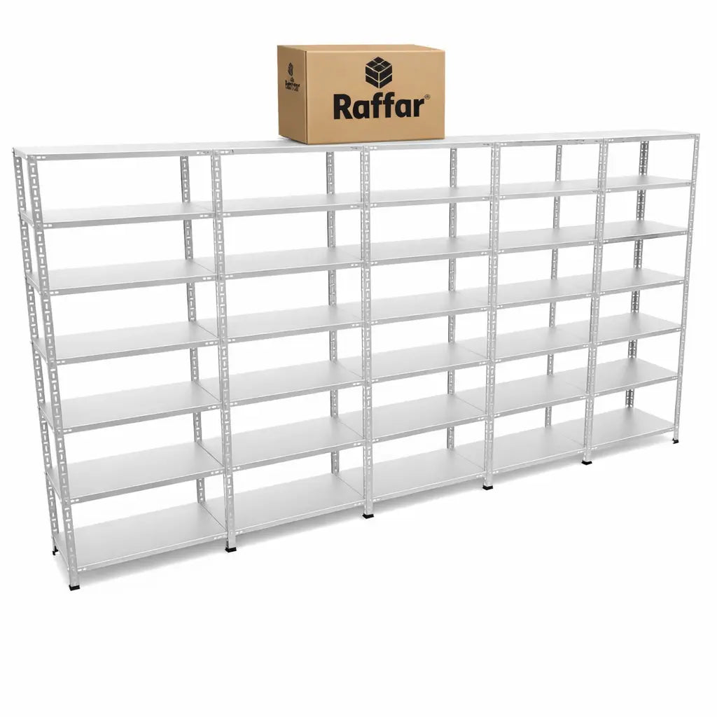 Galvaniz 7 Katlı 5Li Birleşik Arşiv Raf Sistemi - Çelik Raf - Metal Raf RAFFAR7KATLI5LI Raffar