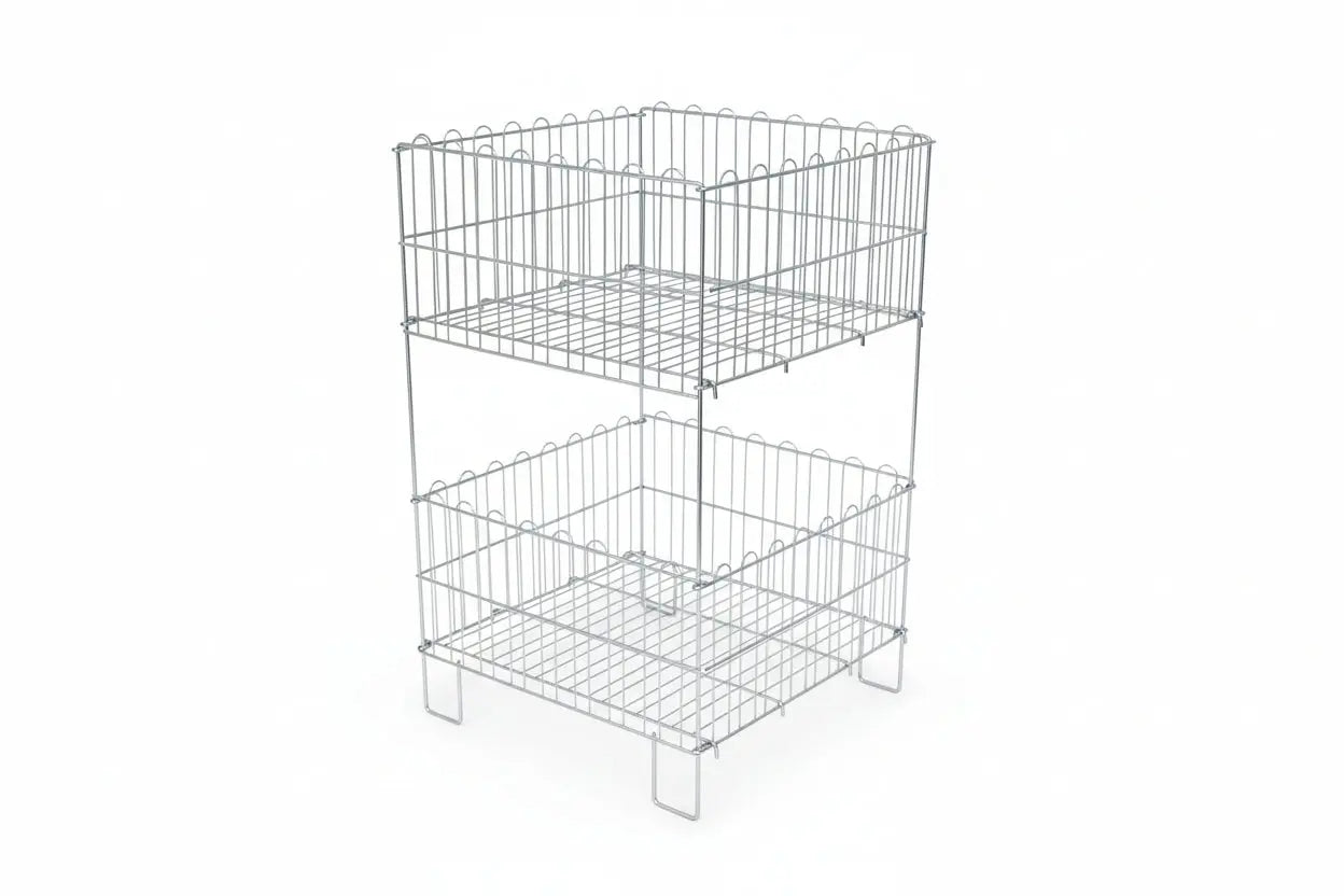 Katlanır Sepet Çift Katlı Tel Sepet 53x53 Cm Raffar